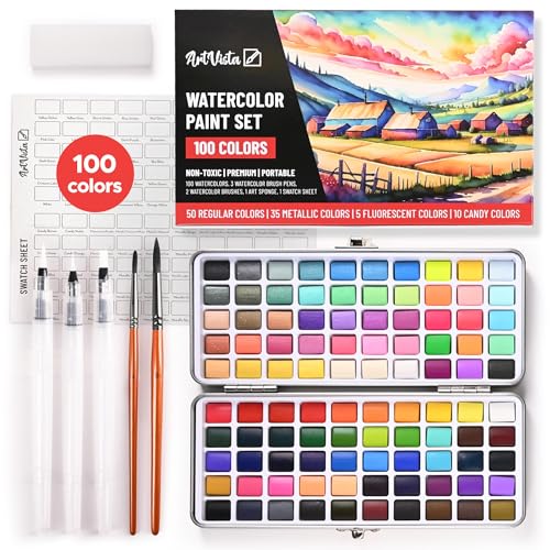 100-Bright Watercolor Paint Set