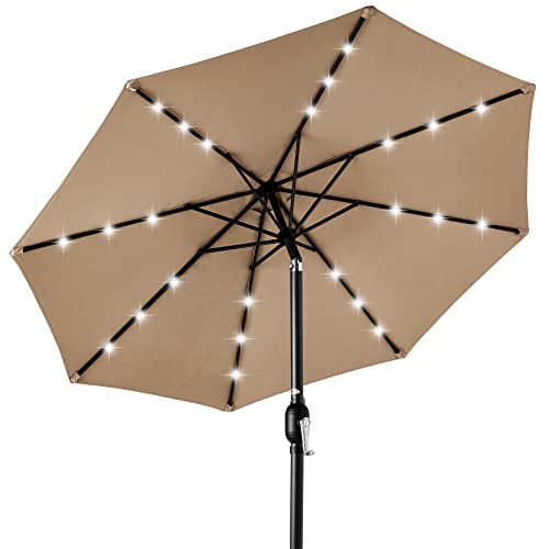 10ft Solar Powered LED Lighted Patio Umbrella