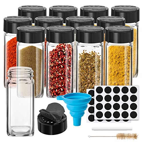 12 Pack Glass Spice Jars with Shaker Lids