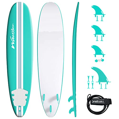 15th Anniversary Soft Top 8ft Surfboard for Beginners and All Levels -Turquoise