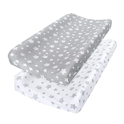 2 Pack Soft Changing Pad Covers, Grey & White