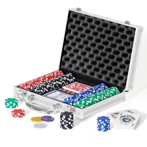 200Pcs Aluminum Poker Set for Texas Holdem & Blackjack