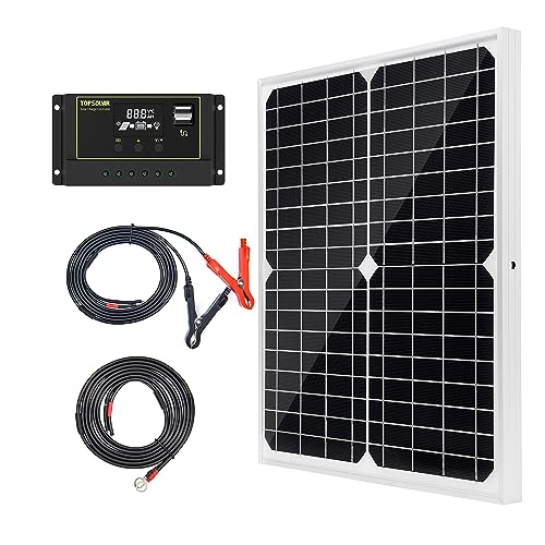 20W 12V Monocrystalline Solar Panel Kit + Charge Controller & Extension Cable
