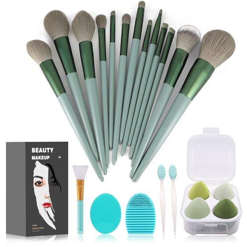 22-Piece Green Makeup Brushes Kit