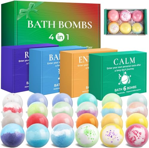 24-Piece BlissfulOasis Bath Bombs: Moisturizing & Relaxing Gift Set