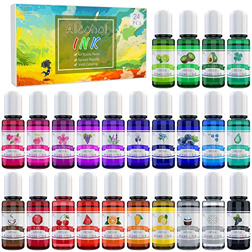 24 Vibrant Alcohol Ink Set - 10ml - 24 Colors
