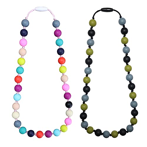 2PCS Silicone Chewy Necklace for Sensory Kids