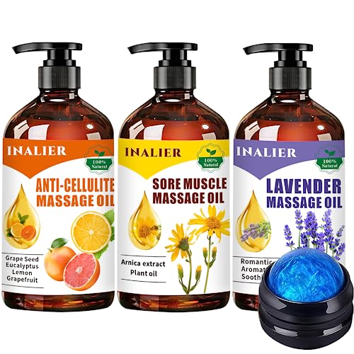 3 Pack Massage Oils with Roller Massage Ball