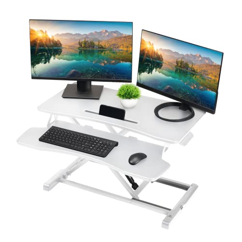 32 Inch White Sit to Stand Up Desk Workstation