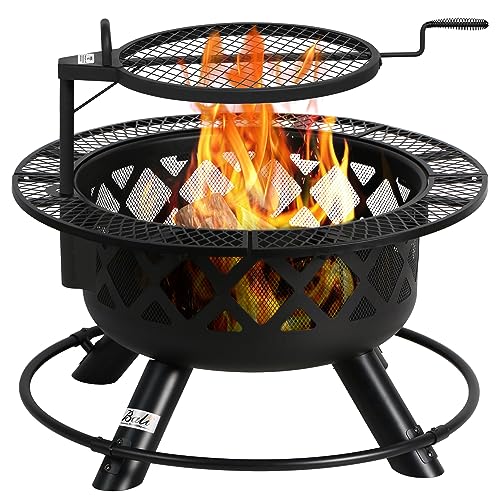 32-inch Wood Burning Fire Pit with Grill