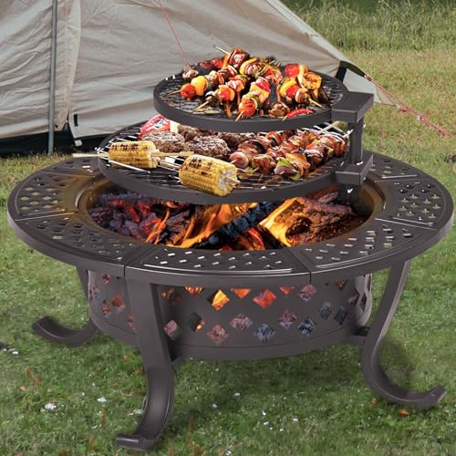 36" Outdoor Wood Burning Fire Pit with 2 Grills - Aoxun