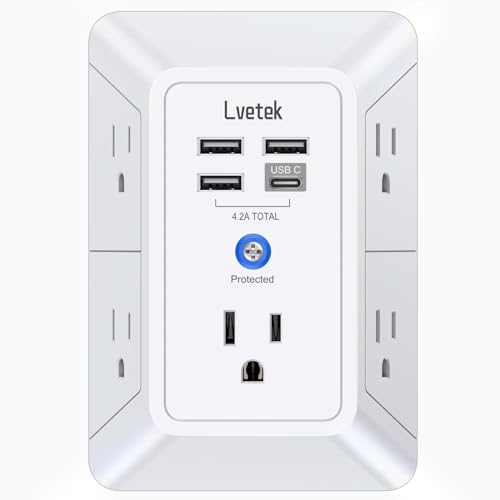 5-Outlet Surge Protector with 4 USB Ports
