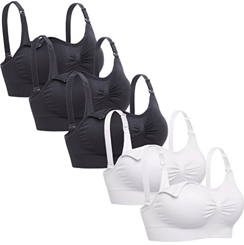 5 Pack Lataly Nursing Bras XL Black White