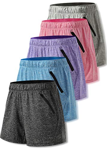 5 Pack Women's Workout Gym Shorts Set