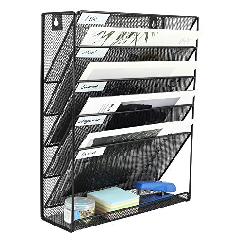 5 Tier Vertical Wall File Organizer for Office and Home,Black