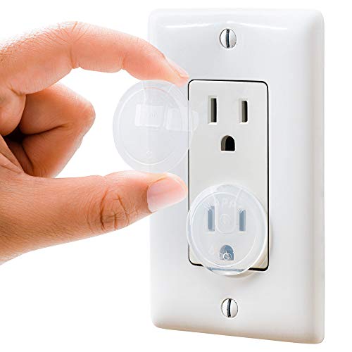 50 Pack Clear Outlet Covers for Child Safety by Wappa Baby
