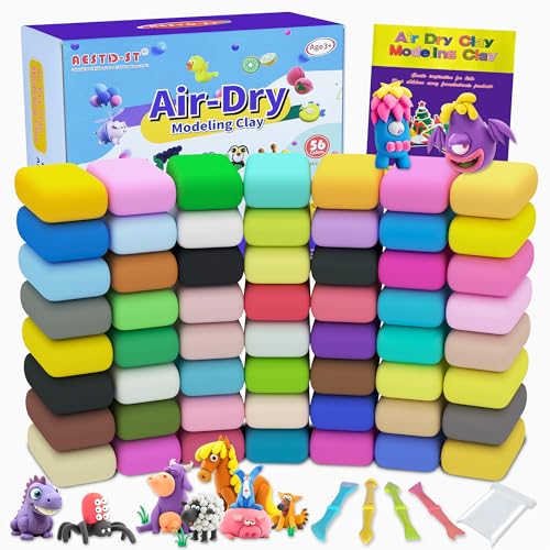 56-Color Air Dry Clay Modeling Kit for Kids
