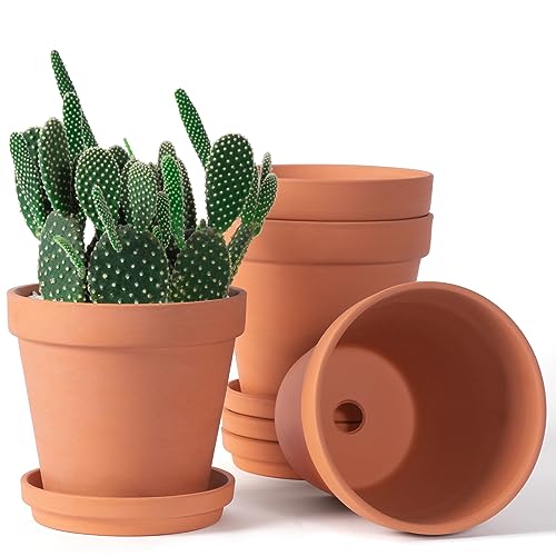 6-inch Clay Pots for Plants - Pack of 4 Planters