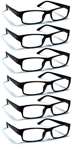 6 Pack Reading Glasses, Black Frames