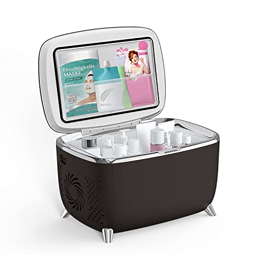 6L Skincare Fridge Cooler - Perfect Gift for Beauty & Food, Black/Brown