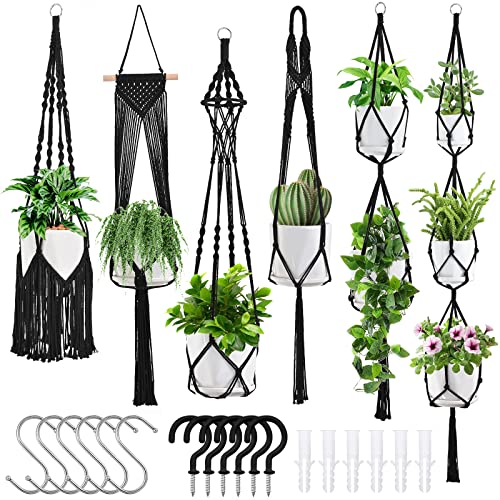 6Pack Macrame Plant Hangers for Indoor Plants