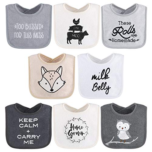 8 Pack Terry Bib Set for Baby Boys or Girls