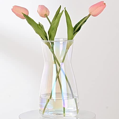 8" Tall Iridescent Glass Vase - For Flowers, Centerpieces, Home Decor