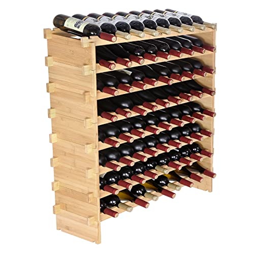 8-Tier Bamboo Wine Rack for Kitchen, Bar & Cellar - Natural Color