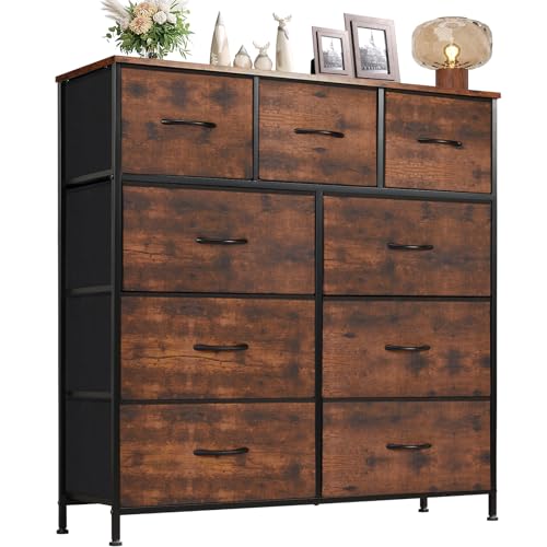 9-Drawer Fabric Dresser with Steel Frame