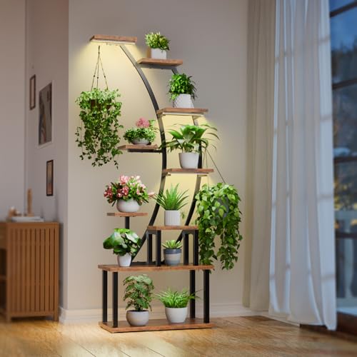 9 Tiered Metal Plant Shelf with Grow Lights