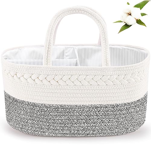 ABenkle Cotton Rope Diaper Caddy - Dark Mixed Grey