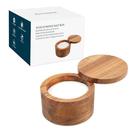 Acacia Wood Salt Cellar Bowl Box