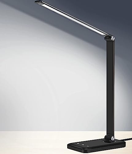 AFROG LED Desk Lamp: 5 Modes, 5 Levels, USB Port, Auto Timer, Eye-Caring, 8W