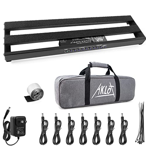 AKLOT Guitar Pedal Board with Built-in Power Supply & Accessories