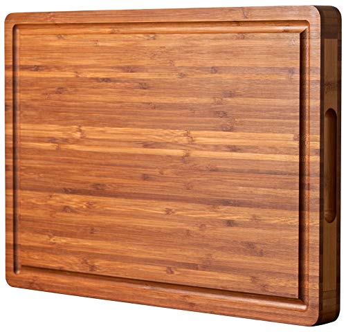 Allsum 16x11" Thick Bamboo Cutting Board with Side Handles and Juice Grooves