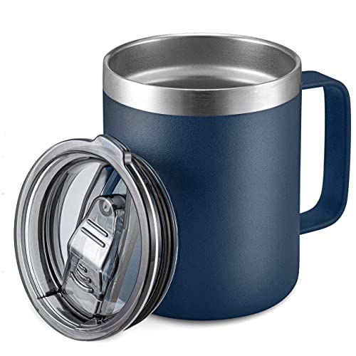 ALOUFEA 12oz Stainless Steel Insulated Coffee Mug, Navy