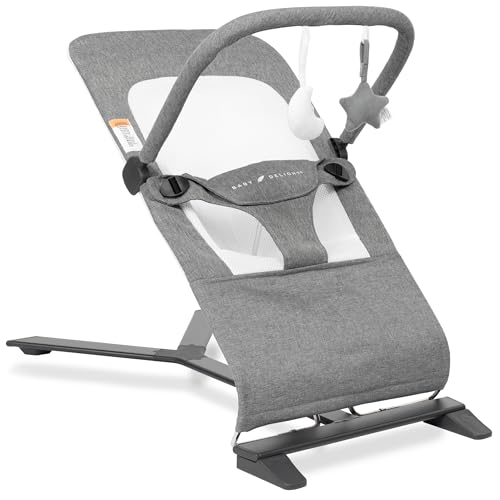 Alpine Deluxe Portable Bouncer for 0-6 Months in Charcoal Tweed