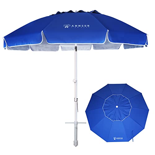 AMMSUN 8ft Beach Patio Umbrella Heavy Duty Sun Shade Navy Blue