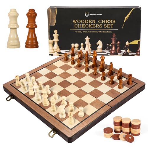 Anzid Magnetic Chess Set - 2-in-1 Board Game for Adults and Kids