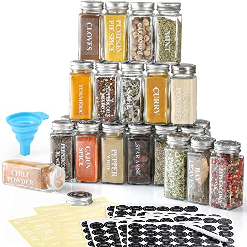 AOZITA 24 Pcs Spice Jars with Labels