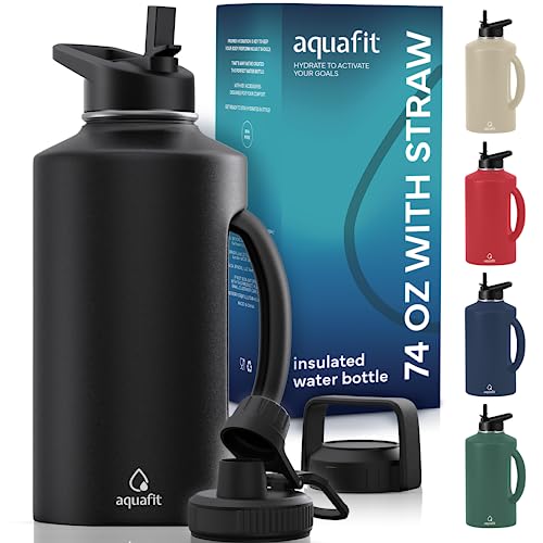 AQUAFIT 64oz Insulated Stainless Steel Water Bottle with Straw