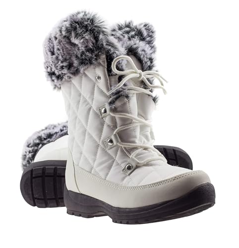 ArcticShield Women's Warm Waterproof Insulated Snow Boots - Size 6 (Snow White)