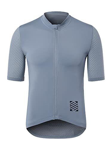 ARSUXEO Men's Ultra-Light Cycling Jersey Grey Size Large