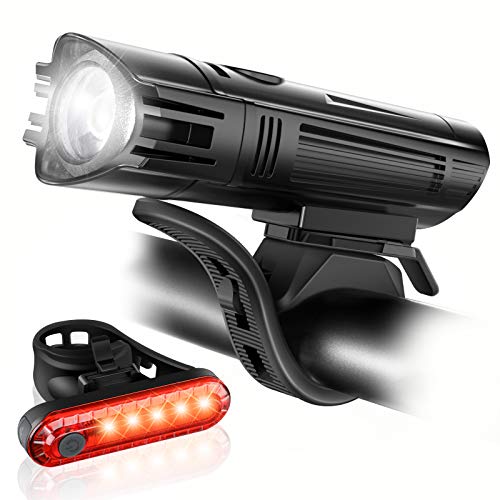 Ascher USB Rechargeable Bike Light Set: Ultra Bright Headlight and Taillight
