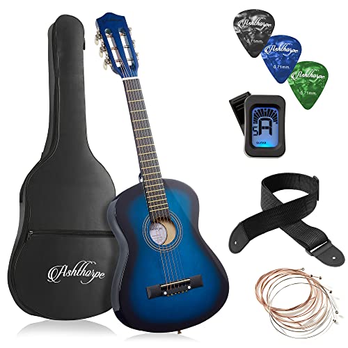 Ashthorpe 30-inch Beginner Acoustic Guitar Package (Blue), Basic Starter Kit