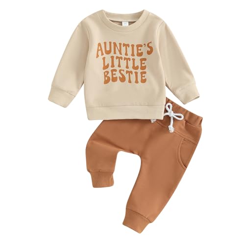 Auntie's Little Bestie Sweatshirt Pullover, Khaki 0-6 Months