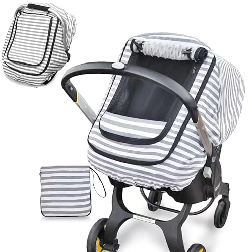 Baby Car Seat Cover - Grey Stripe