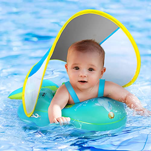 Baby Pool Float with Canopy UPF50+ Sun Protection