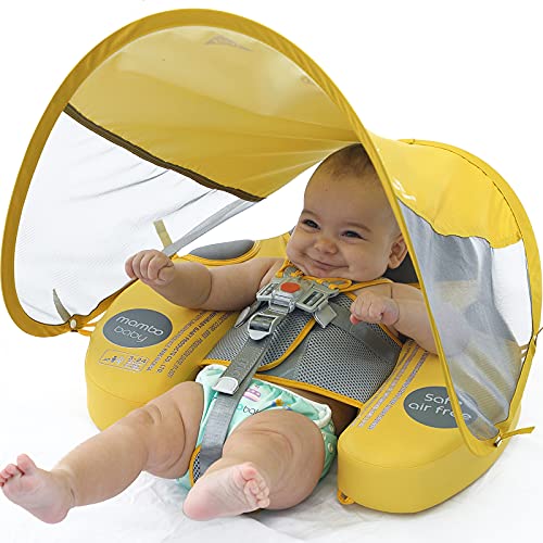 Baby Pool Float with Removable Sun Protection Canopy (Yellow Ladybug)