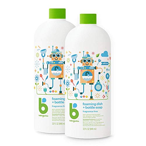 Babyganics Fragrance-Free Foaming Dish & Bottle Soap, 32 Fl Oz (Pack of 2)